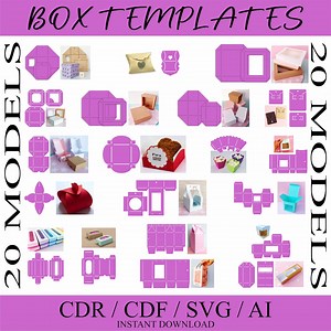 Vectores MOLDES para armar cajas - Etsy México