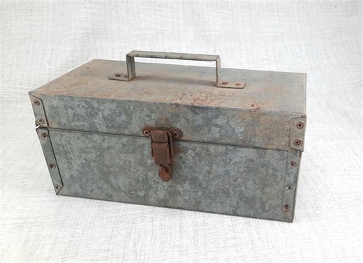 Vintage Small Galvanized Metal Box for Storing Small Tools or Treasures - Etsy