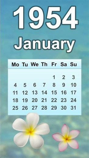 January 1954 Calendar