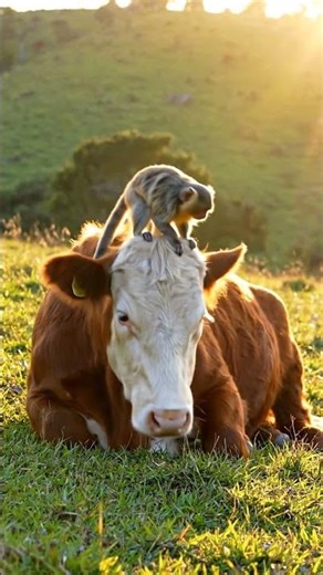 Cow monkey sunshine enjoy...#shorts