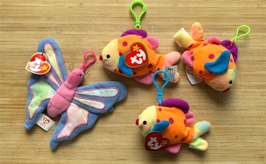 Mini Beanie Fish Butterfly Plush Keychains/bag Charms - Etsy