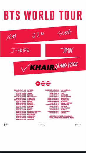 Akanksha Prasad on Instagram: "BTS World Tour : 1st Announcement More dates for 2027 will be announced later Not seeing India on the list right now can feel upsetting and disheartening for many of us, and those feelings are completely valid. But let's take a moment to breathe and wait for further announcements. India is still in the early stages of hosting concerts at this massive global scale. At present, the only tour comparable in terms of production and logistics has been Coldplay's. Bringin