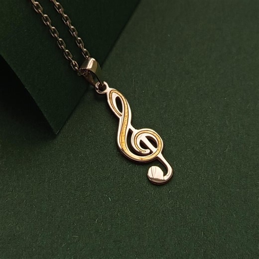 Gold Treble Clef Necklace in Silver & Gold: Minimal Music Note Pendant, Elegant Music Jewelry - Etsy