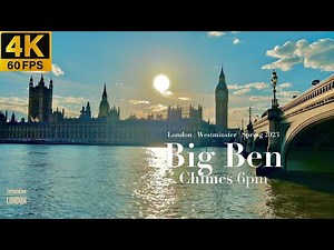 Big Ben Chimes 2023 | 4K HDR 60fps | London Clock Tower Bell Sound | Parliament England, Spring 2023