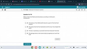 Question:What is Fast Food Nation primarily about, according ... | Filo