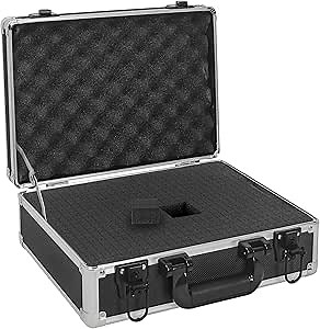14 Inch Hard Shell Carrying Case Ideal for Wireless Mic System Storage & Camera Gear Transportation, Aluminum Alloy Sturdy Build, Customizable Pre-Diced Foam, Black