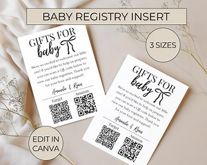 Baby Shower Fund Insert Card, Baby Shower QR Code Card, Diaper Fund Template, Editable Baby Gift Registry Card, Baby Shower QR Code Signage - Etsy