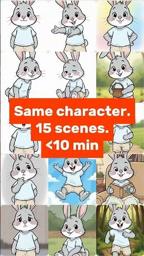 AI Children's Book Illustration: Same Character, 15 Scenes in 10 Minutes