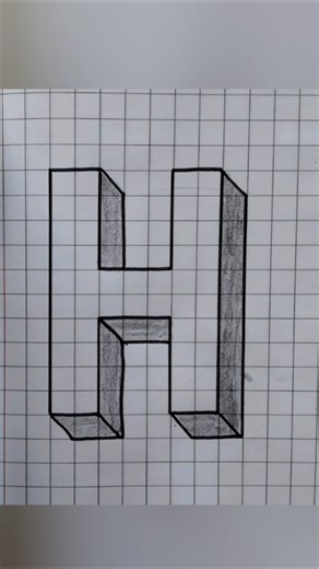 How to draw 3D Capital Letters'H' #art #trending #drawing #viral #shorts #foryou #youtube