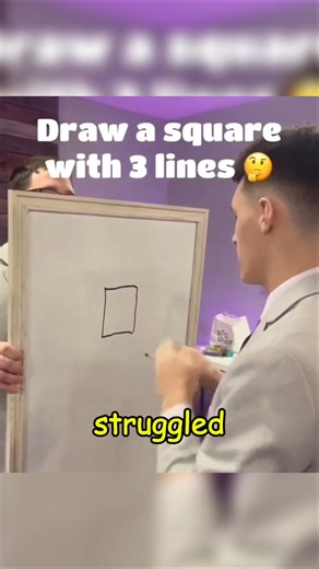 Students Tried to Draw a Square With 3 Lines… Only One Succeeded 😱🧠 #shorts