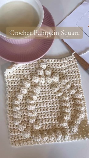🍂See Links in Bio for Pattern Graph and full YouTube tutorial🍂 🧶I want to show you how to crochet this pumpkin square motif using a crochet color chart/ graph. This square uses single crochets and bobble stitches. 🧶Crochet Pumpkin Square Stitch Chart white= single crochet, orange = bobble stitch 🧶How the graph works is each square within the graph represents a stitch. White stitches are single crochets and orange stitches are bobble stitches. 🧶See link in bio for the full tutorial on YouTu