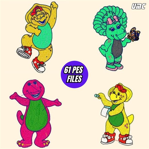 Barney 61 Embroidery PES Files – 61 JPG & Size Guide Bundle | Machine Embroidery Design Pack - Etsy