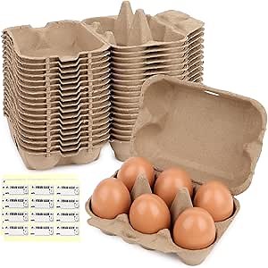 Amazon.com: HAKSEN 36PCS Paper Egg Cartons, Pulp Egg Holder Half Dozen Egg Cartons 6 Count Cardboard Egg Storage Containers for Family Farm Market Fridge : Home & Kitchen