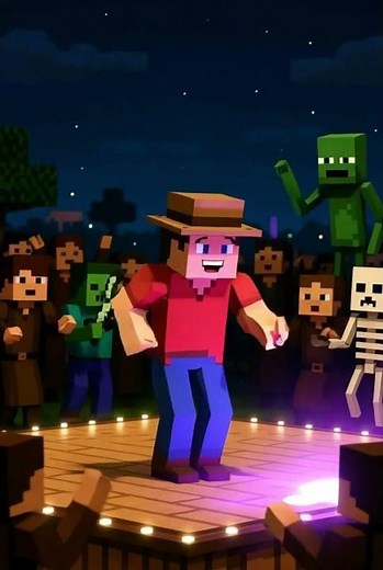 Minecraft Dance Festival 💚✨ Steve’s Epic Moves Under Neon Lights!
