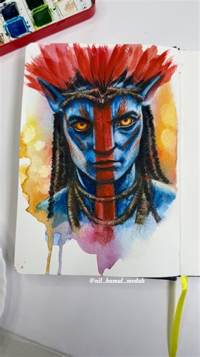 Drawing Avatar : Jake Sully #avatar #art #watercolorpainting #artshorts #watercolorart #arttutorial