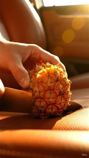 Leather Seat Pineapple | Relaxing Christmas Glass Fruit ASMR #shorts #fruitcuttingstudio