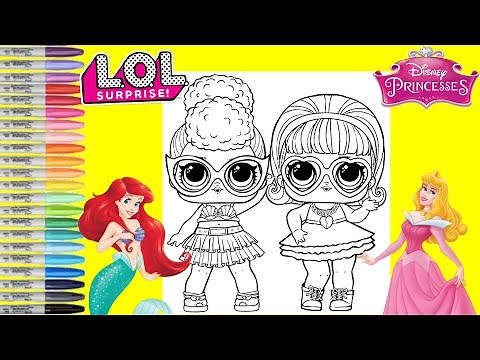 LOL Surprise Dolls Repainted as Disney Princess Aurora and Ariel Coloring Book Page