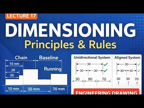 Dimensioning I Principles & Rules | Chain, Baseline, Running system | Engineering Drawing Lecture 17