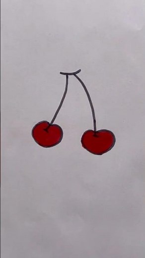 How to draw cherries 🍒/How to draw cute cherries step by step