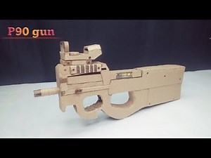 P90 automatic toy gun|how to make p90 gun from cardboard, that shoot