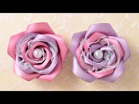 【100均DIY】ダイソーのリボンで作るお花 ribbon flower