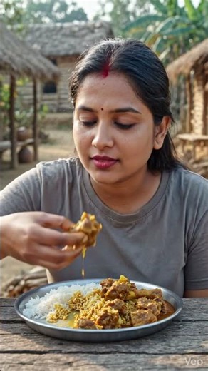 Village Style Mutton Rice Eating ASMR #shorts