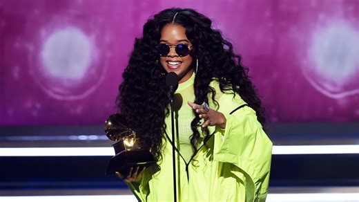 GRAMMY Rewind: H.E.R. Brings Her Whole Team Onstage While Accepting The GRAMMY Award For Best R&B Album In 2019 | GRAMMY.com