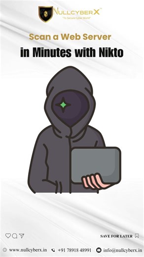 NullcyberX™ on Instagram: "🕵️‍♂️ Find Web Vulnerabilities in Minutes with Nikto! Want to master web server scanning? Nikto is your go-to open-source tool for identifying misconfigurations, outdated software, and security risks quickly. 💻⚡ In this reel, we break down: 1️⃣ Installation: How to set it up on Kali Linux. 2️⃣ Commands: The basic syntax to start scanning. 3️⃣ Reporting: How to save your results for analysis. ⚠️ Disclaimer: This content is for educational purposes only. Always obtain 