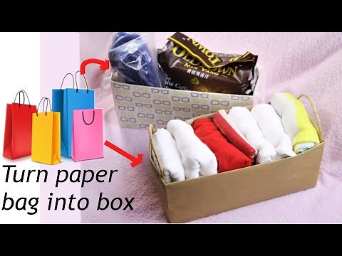 How to turn a shopping bag into multi purpose storage box #DIYstoragebox