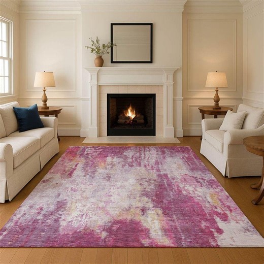Reviews for Addison Rugs Mayfield Premium Machine Washable Abstract AMF1640 Pink 5 ft. x 7 ft. 6 in. Area Rug | Pg 1 - The Home Depot