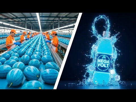 Rare BLUE WATERMELON to Glowing Soda! 🍉⚡ Satisfying Factory Process