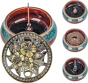 Incense Burner, Lotus Incense Holder for Cones, Incense Burner for Charcoal Disc, Resin, Sage Cones and Palo Santo (Blue)