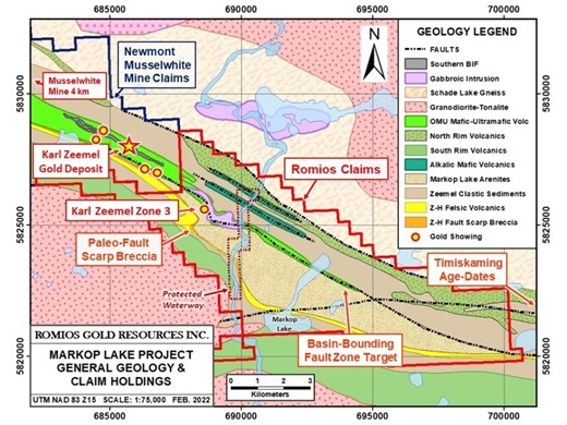 Romios Gold Resources Acquires Large Claim Block Over Timiskaming-Type Gold Target at the Markop Lake Project Adjacent to Newmont's Musselwhite Mine, NW Ontario