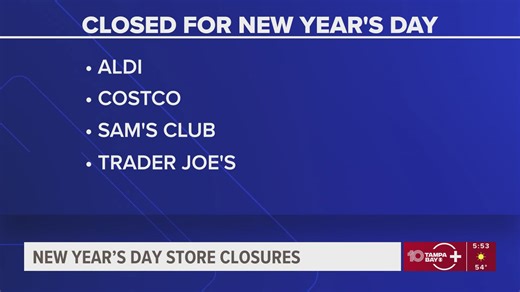 What's closed for New Year's Day across the Tampa Bay area