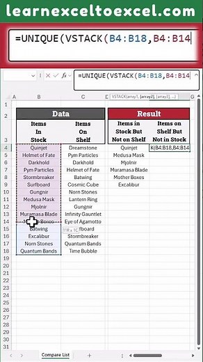 Compare Lists in #Excel for Differences with Dynamic Formula to Find missing values #UNIQUE #VSTACK
