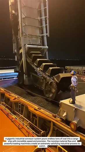 Massive Ship Loader Transfers Tons of Coal Nonstop