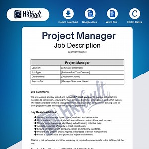 Project Manager Job Description Template | Editable MS Word Professional Template, Small Business HR Template, Instant Download Doc.x, PDF - Etsy