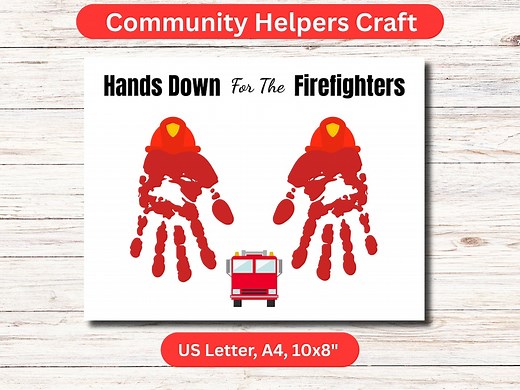 Community Helpers Handprint Craft Printable, Firefighter Handprint Craft, Preschool Craft for Kids, Preschool Classroom Kids Activities - Etsy