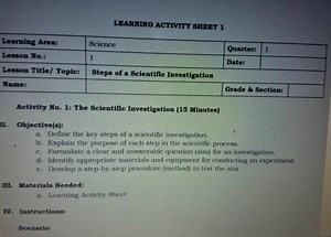 Define the key steps of a scientific investigation.Explain th... | Filo