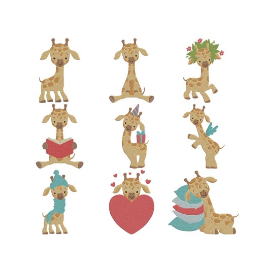 Giraffe Clipart Embroidery Design, Baby Animal Cartoon Safari Machine Embroidery File, Instant Download - Etsy