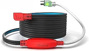 Pipe Freeze Protection Cable 30 Ft | Easy to Install Pipe Heating Cable | Pipe Heater Cable for All Types of Rigid Water Pipes with Built-in Thermostat, 120V