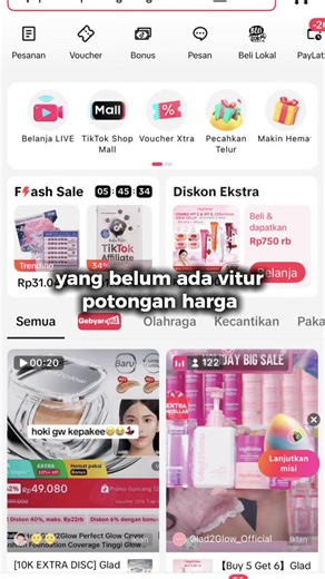 TUTORIAL MUNCULIN LOGO POTONGAN HARGA 100 PERAK 1. buka link saya (ada di bio atau di komen) 2. setelah itu klik potong harga 3. kembali refresh 4. buka TikTok Shop 5. cari logo kuning (potongan harga) 6. pilih produk yang kalian mau 7. share link kalian ke teman kalian #potonganharga #100perak #fyp #foryou #foryoupage