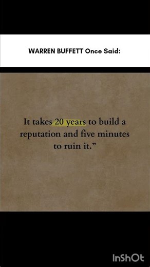 "Warren Buffett: The Truth About Reputation 🔑 | Life & Success Quote"