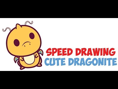 Speed Drawing Dragonite : How to Draw Cute Dragonite Step by Step Easy Quick