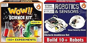 ButterflyEdufields 150+ Experiments Wow Science Kit for Boys and Girls Ages 4 6 8 10 & STEM Robotics Projects Kit 10in1 Robots with Sensors for Ages 8-12