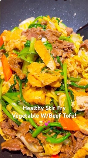 Stir Fry Vegetable With Beef & Tofu So Healthy For Dinner!