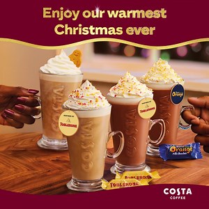 Christmas has arrived here at Costa! We've got a trio of indulgent drinks we know you're going to love. Inspired by Toblerone Hot Chocolate and Latte and Terry's Chocolate Orange Hot Chocolate. 🍫🎄😍 | Costa Coffee