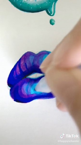 Galaxy Lips Drawing Tutorial: Lip Art Progress