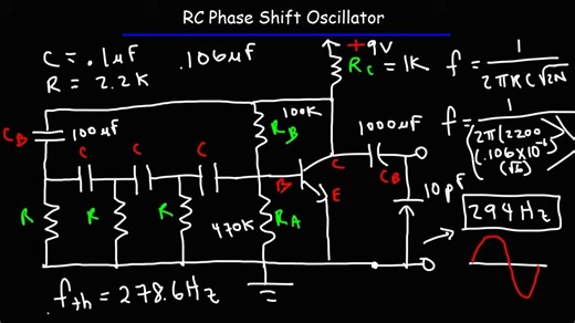 124-RC_Phase_Shift_Oscillator_Circuit_Using_a_NPN_Transistor