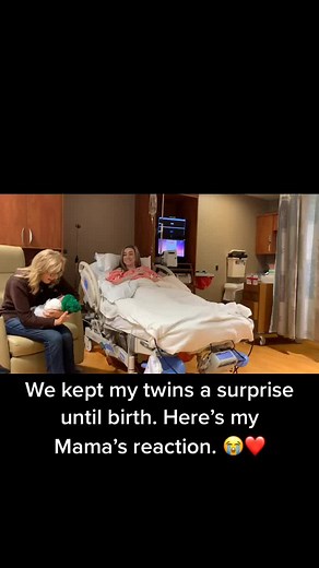 ￼￼ we kept my twins a surprise until they were born. My mom‘s reaction gets me every time. #momsoftiktok #momsover30 #twins #surprise #twinsisters ￼